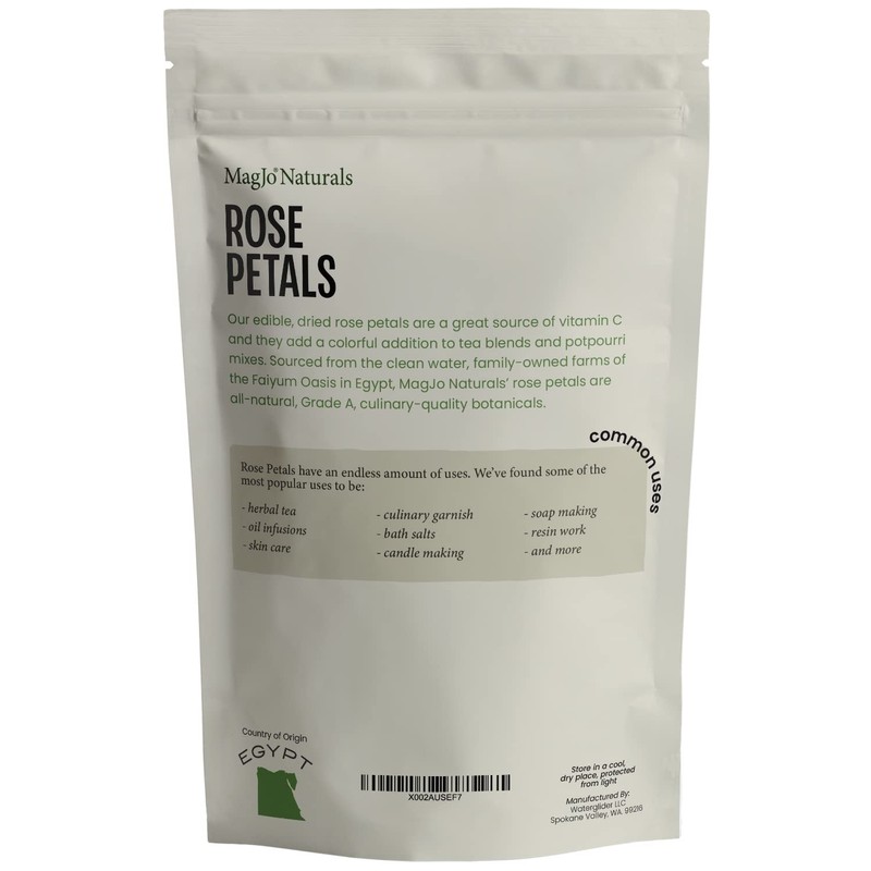 MagJo Naturals Red Rose Petals, Dried, Culinary Grade A, Harvested