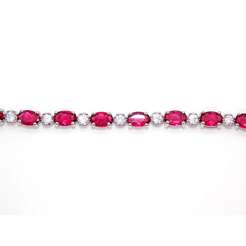 Silver Ruby And Diamond 7.86ct Adjustable Tennis Bracelet