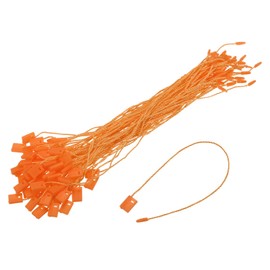 sourcing map 140Pcs Nylon Hang Tag String 6.7Inch Snap Lock Pins Loop Price Tag Fastener Plastic Tags Ties Tag Tags for Clothes String Tags Tags with String Orange