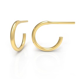 Small Gold Hoop Earrings, 14K Gold Filled, 9mm, 16ga, Hoop Earrings for Women, Gold Hoops Hypoallergenic, Post Huggie Hoop Earrings, Everyday Hoop Earrings (9mm, 14K Gold Filled)