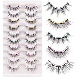 Losha Manga Lashes Fluffy Faux Mink Lashes Natural Look 5 Style Mixed Fake Eyelashes 10 Pairs Anime Lashes Look Like Individual Clusters (Mix)