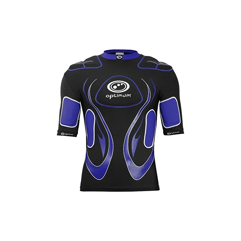 Optimum Senior Inferno Rugby Protective Top Shoulder Pads, Black/Blue, Medium