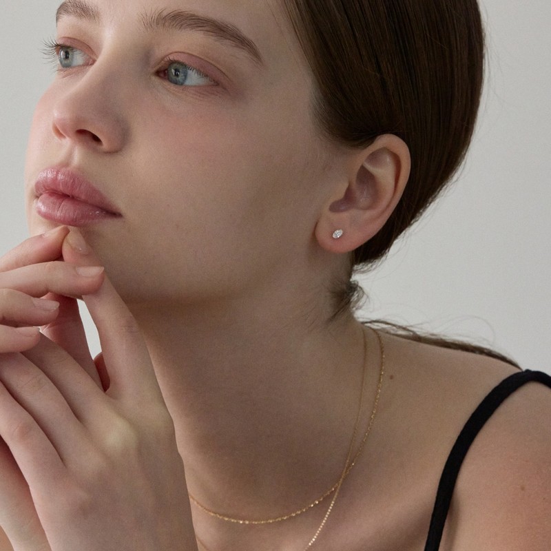 14k Almond Oval Earrings S Piercing Individual / 14k 아몬드