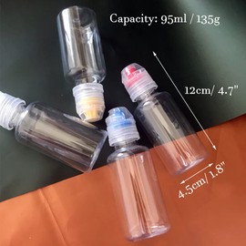 4pcs Mini Honey Squeeze Bottle Refillable Condiment Container Dispenser with Flip Top, Camping/Travel Size Leakproof Bottles for Syrups, Ketchup, Salad Dressing, Cooking Oils