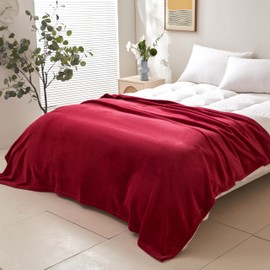 KANGZHIJING Camping Throw Blanket- Cozy Flannel Blankets for All Seasons Suitable Bed, Couch, Sofa, Movie Night, and Travel- Red 60" x 80"