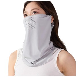 VEVE & MIKI Face Cover, Neck Guard, UPF50, Summer, Cool to Contact -14°F (-5°C), Washable, Sun Protection, No Stifling, Repeatedly, Sweat Absorbent, Quick Drying, Chase Cover, 1 x Light Ash