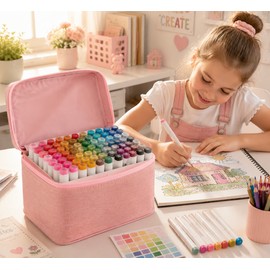 Marker Pen Case for Art Supplies – Large Capacity Zipper Storage Bag for Organized Drawing, Sketching & Creative Work