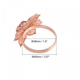 uxcell Metal Napkin Rings Set of 6, Alloy Hollow Out Flower Napkin Ring Holder Buckle for Dining Table Decorations Wedding Birthday Holiday Party, Rose Gold