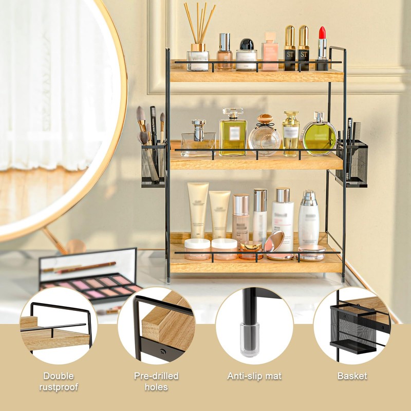 BSTSLL Bathroom Counter Organizer,Bathroom Countertop Organizer with Baskets,Vanity Organizers,Counter Shelf,Countertop