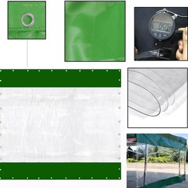 WBBML Waterproof Patio Curtain, Outdoor Clear Tarp Curtain, Weather Resistant with Eyelet for Pergola, Porch, Gazebo, Customizable (Color : Clear Green, Size : 3.5x2.5m)
