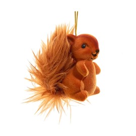 The Bridge Collection 2.3" Flocked Squirrel Ornament - Brown Furry Squirrel with Fluffy Tail - Cute and Festive Holiday Nature-Lover Christmas Ornament, Backyard Wildlife Animal Decor