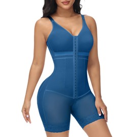 M MYODRESS Fajas Colombianas Moldeadoras Full Body Shapewear for Women Tummy Control Bodysuit Post Surgery Compression Blue