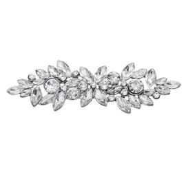 Vintage Hair Barrettes,Sparkly Glitter Crystal Rhinestones Flower Hair Clips French Style Hairpin Pearl Hair Accessories for Women Girls (White)