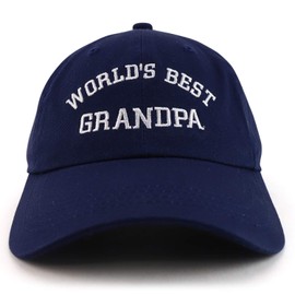 Trendy Apparel Shop World's Best Grandpa - Gorro de algodón suave bordado de perfil bajo para papá, Azul marino/flor y brillo, Talla única