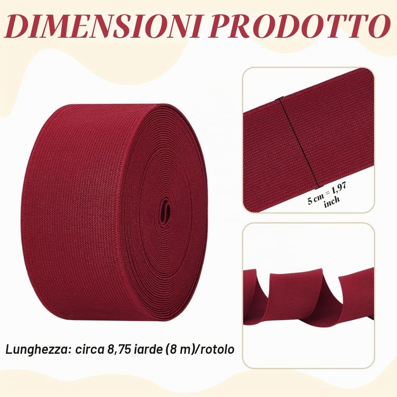 BENECREAT Elastico da Cucito da 8 m, Cordino Elastico Piatto