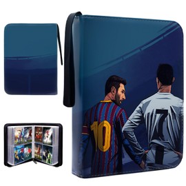 Trading Card Album for Football, Binder Card Holder, Binder with Sleeves, Football Card Holder Album, Trading Card Game Collection, Carrying Card Folder, 50 Page 400 Card Capacity, Blue