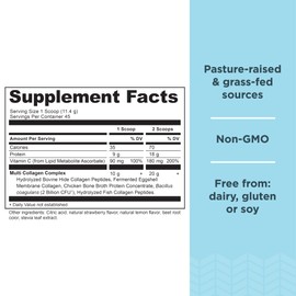 Ancient Nutrition Ancient Nutrition Collagen Peptides Powder, Multi Collagen Protein, Women & Men, Vitamin C, Probiotics, Hydrolyzed Collagen, Supports Skin, Joints, Gut Health, Strawberry Lemonade, 45 Servings