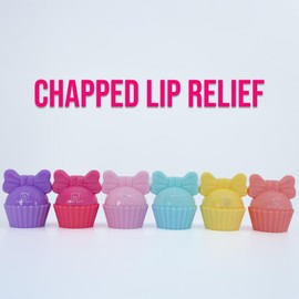 104 Glam Lux Bow Cupcake Lip Balm Lip Butter Set of 6 Pastel Cute Shaped Deliciously Scented Non-Sticky, Lip Moisturizer, Chapped Lips, Soft Lips, Girls, Gifts, Party Favors Girls, Kids, Women, Teens