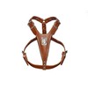 Brown Medium Leather Dog Harness with French Bulldog Head Motif