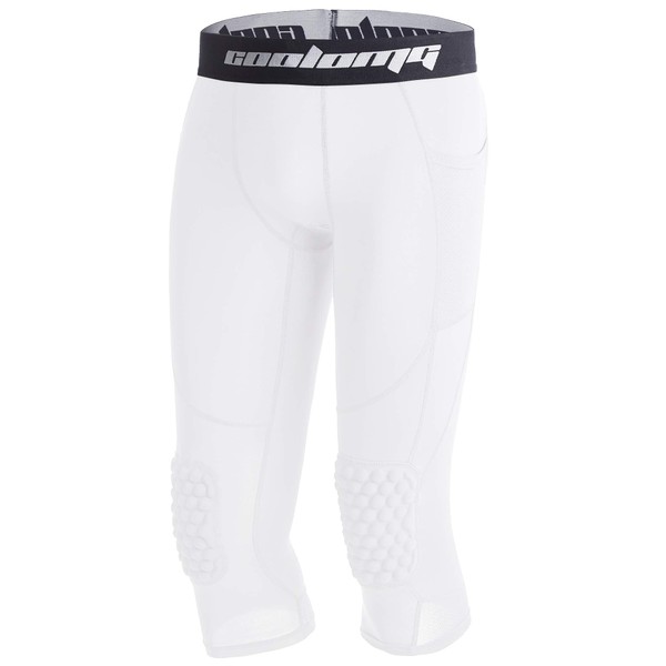 COOLOMG Boys 3/4 Compression Pants with EVA Foam Padding on