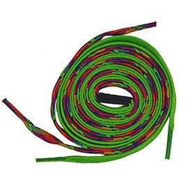Misfit Shoelaces - Dual colored, waxed, shoelaces with molded aglets (Green & Rainbow 45 - Inch)