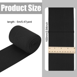 BENECREAT 5.5 Yards 4" Wide Black Flat Elastic Band Heavy Stretch Elastic Band for Sewing Clothing Craft Project