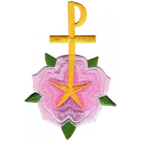 5.25" x 3.5" Christmas Rose Old Christian Design Patch SCA