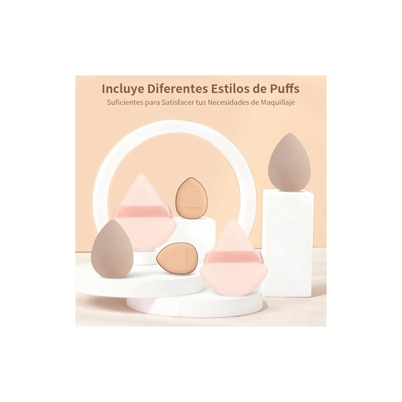 Maange 12pcs Brochas Maquillaje Doble Punta Esponjas Pulir Líquidos Cremas
