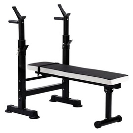 BalanceFrom Fitness Multifunctional Adjustable Workout Station with Squat Rack, Olympic-Style Bench, 400 lbs Weight Capacity, 40 x 12 x 40 Inches - Color: Black/White