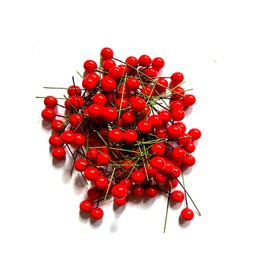 100pcs Mini Artificial Red Berries Christmas Fake Berries Decor on Wire for Christmas Tree Decorations Flower Wreath DIY Craft Ornament