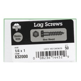 The Hillman Group 832000 1/4 x 1-Inch Stainless Steel Hex Lag Screw, 50-Pack