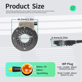 Ebike KT V12-L Double Hall Pedal Assist Sensor，Electric Bike Left Crank 12 magents Signal PAS System Assistant Sensor
