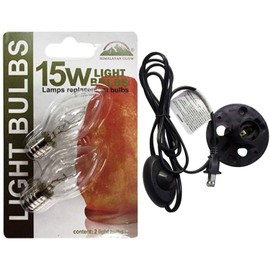 Himalayan Glow C01-2-2PK Himalayan Salt Lamp Cord Replacement with Dimmer Switch (2-Pack) and E12 Halogen Bulbs(4-Pack), 6 Feet Long with Base Assembly, Black