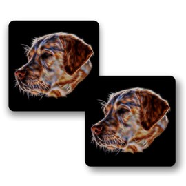Fractal Artworks Labrador Coaster Set of 2, with Stunning Fractal Art Design. Yellow Labrador 1-1