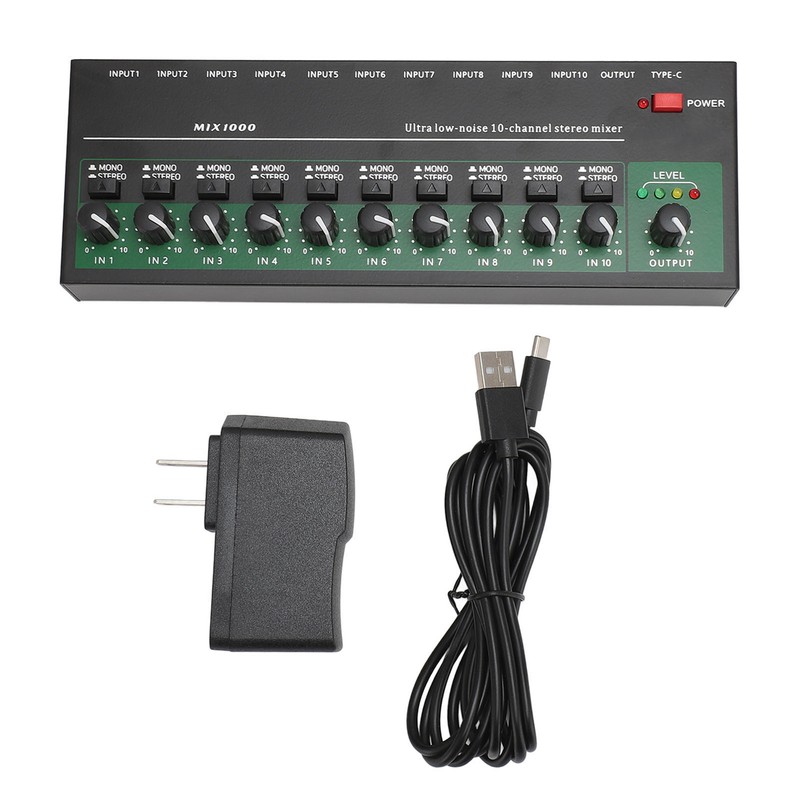10 Channel Sound Mixer Independent Volume Control Knob Professional Multichannel