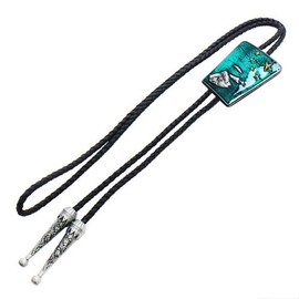 Blue Ocean 5 Star [Loop Tie Necklace] Polar Tie, Polo Tie, Bolo Tie prt0148, Emerald Blue, Gold, Silver