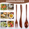Geiserailie 12 Pcs Wooden Utensils for Eating Wooden Spoon Fork