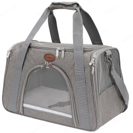 ROSEBB Cat Carrier Dog Carrier Pet Carriers for Medium Small Cats Dogs Puppies up to 25 Lbs,TSA Airline Approved Small Dog Cat Carriers Soft Sided,Collapsible Travel Puppy Carrier (Grey, Large)
