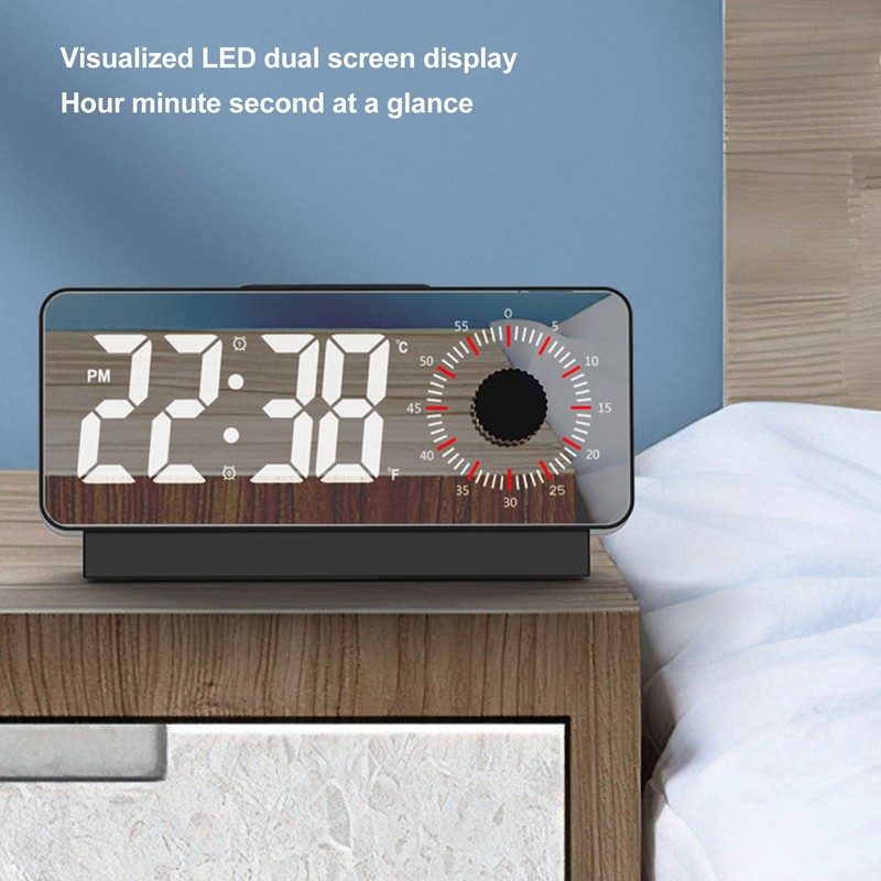 Digital Alarm Clock Dual Display Adjustable Brightness Large Display LED
