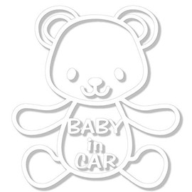 nc-smile BABY IN CAR Sticker Bear (White)