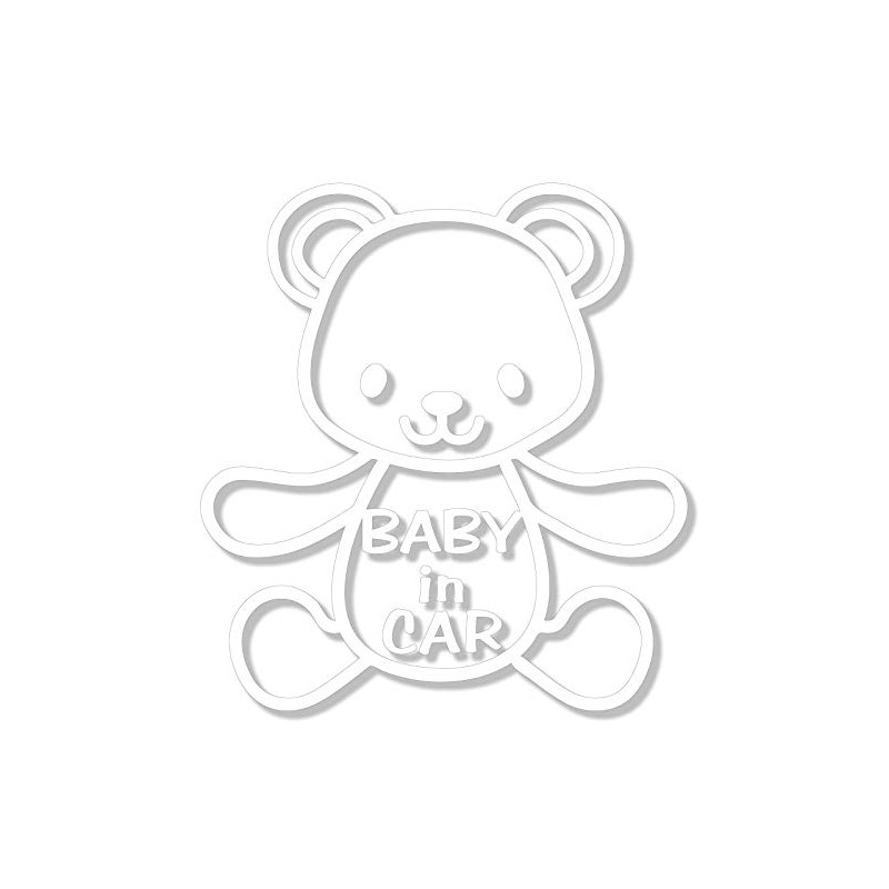 nc-smile BABY IN CAR Sticker Bear (White)