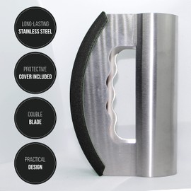 Mezzaluna Salad Chopper. Double Blade Stainless Steel Salad Cutter, Double Blade Chopping Knife. Chopper for Salad and Vegetable (Black)