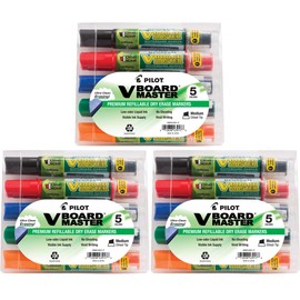 Pilot V Board Master Refillable Dry Erase Markers, Assorted Colors Bundle, 15 Count