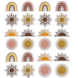 WeddHuis Pack of 24 Patches for Iron-on, Sun Embroidered Patches, Children's Embroidery Patches, Ideal for DIY or Repairing Clothes or for Covering Cracks or Holes