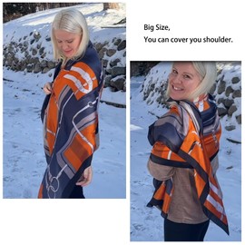 Aufeel Fashion Scarves 100% Satin Silk Scarf Long Lightweight Sunscreen Shawls Wraps for Women Hair Scarves (Orange Blue)