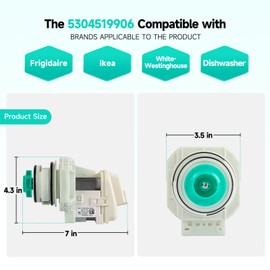 5304519906 blp11-2 Dishwasher Pump and Motor Assembly Compatible with Frigidaire IKEA White-Westinghouse, Replacement Part AP6840161 PS12712308 EAP12712308
