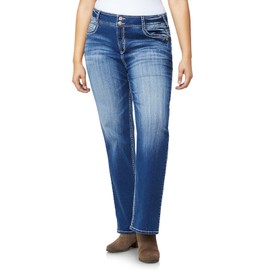 WallFlower Women's Luscious Curvy Bootcut Mid-Rise Insta Stretch Juniors Jeans (Standard and Plus), Jenna, 16 Plus