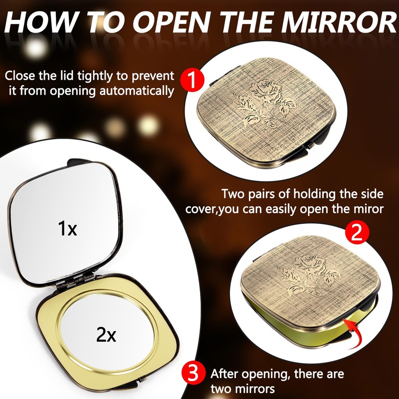 LIKSANGMETALS LIKSANGMETALS Travel Small Compact 1X/2X Mirror - Handheld, Foldable,