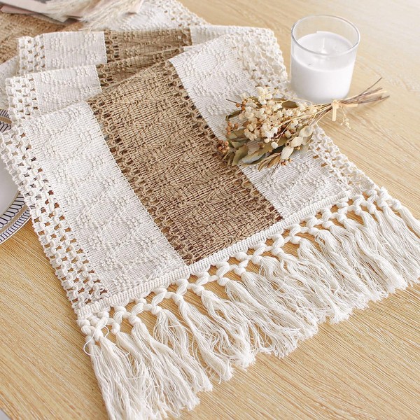FEXIA Boho Table Runner for Home Decor with Tassels 48