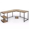 Costway Reversible L-Shaped Computer Desk Corner Study Table Workstation Rustic